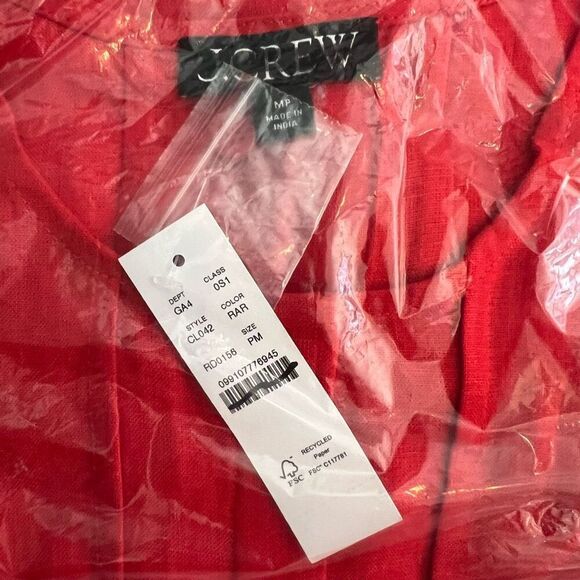 J. Crew Seamed linen dress with removable belt Red Arroyo Sz M Petite NWT CL042 - Picture 9 of 11